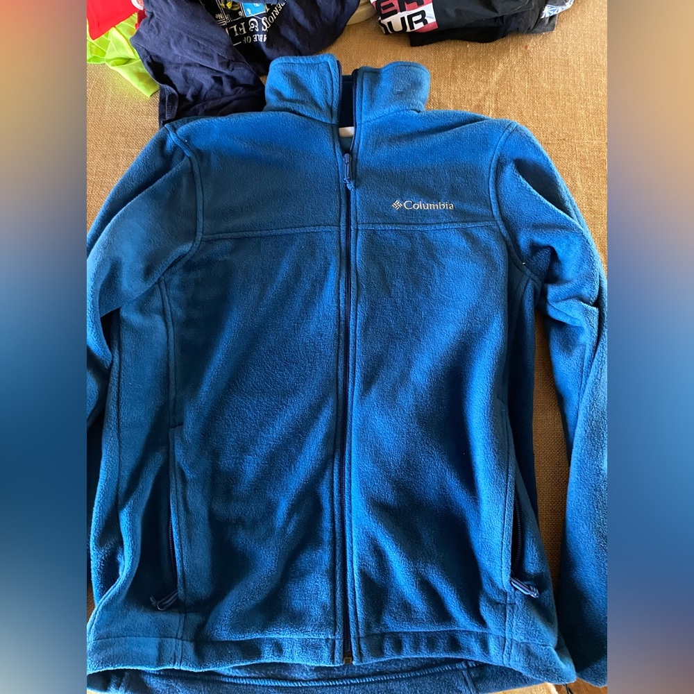 Men’s Small Columbia Fleece Collared Jacket Blue